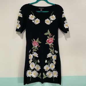 Floral Embroidered Sweater Dress